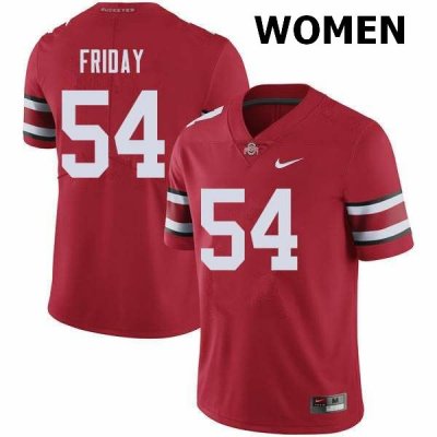 NCAA Ohio State Buckeyes Women's #54 Tyler Friday Red Nike Football College Jersey XIP6745VV